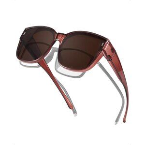 Women's A05 Red Frame Brown Lens Polarized Fit Over UV Protection Sun Glasses